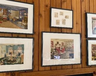 20% off of $135 ea. - Original c1940 watercolor illustrations from Armstrong Floors - Amazing detail!