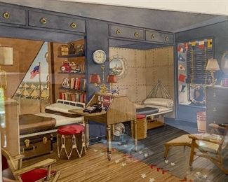20% off of $135 ea. - Original c1940 watercolor illustrations from Armstrong Floors - Amazing detail!