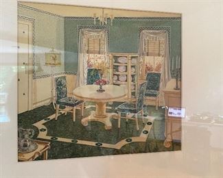 20% off of $135 ea. - Original c1940 watercolor illustrations from Armstrong Floors - Amazing detail!