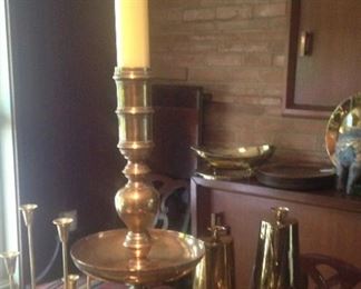 Tall brass candle holder