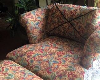 Upholstered chair with matching ottoman