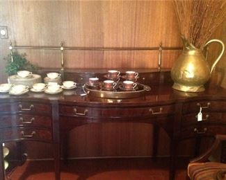 Exceptional wood and brass dining room server