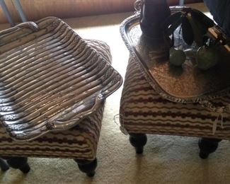 Two small stools; serving trays