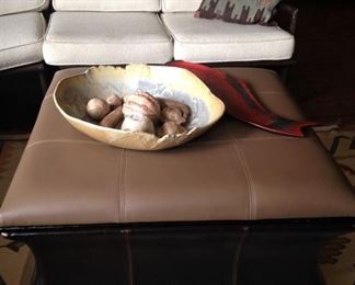 Wood & leather ottoman/ coffee table