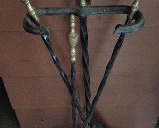 Brass fireplace tools