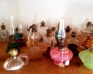 Amazing selection of vintage miniature oil lamps!