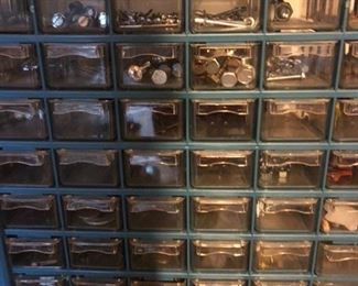 Various tool cabinets, bins, etc!