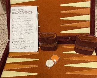 1970's Back Gammon Set in Corduroy  Case
