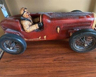 Hand carved Wood Racing Car/Driver