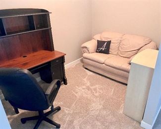 leather loveseat couch desk office chair