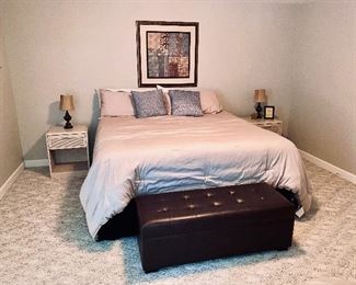 bed leather ottoman night stands