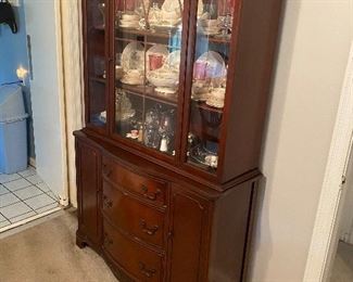 Vintage bow front mahogany china cabinet