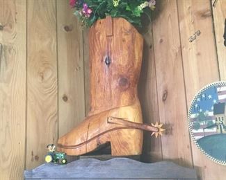 sculpted wood boot