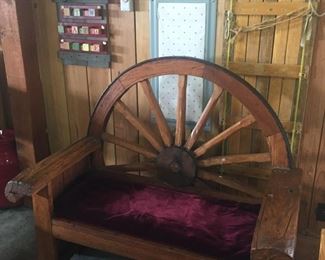 fantastic wagon wheel benches-tobaggon