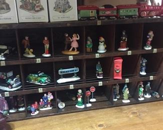 Many figurines from It's A Wonderful life Christmas Village--some sell big on Ebay