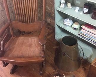 Old office chair -old milk can