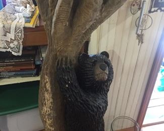 carved bear-chain saw art