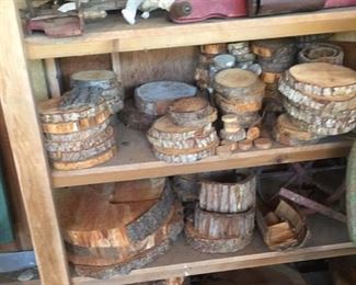 wood rounds, antlers