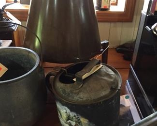 old oil can, brass milk can