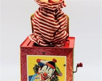 Vintage 1950's Mattel Circus Clown Jack in the Box Tin Toy No. 507, Tin Ladybug and Kazoo