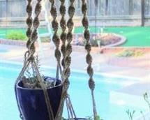 Vintage Extra Large Double Macrame Plant Hanger with Driftwood and Beads 81" Long
