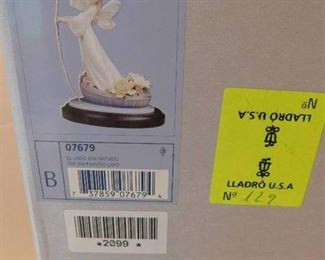 Lladro Enchanted Lake #7679 - 14" Tall, no wooden base, missing 3 fingers on right hand - with original box