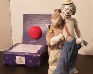 Lladro #7686 Pals Forever, 8.75" Tall - with original box & boxed Clown Nose introducing the new collection.