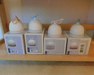 Set of 4 - Lladro Porcelain Season Bells with boxes, Summer Bell has small chip
