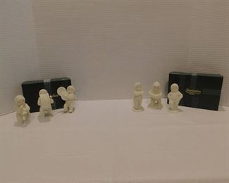 2 Department 56 Snowbabies Figurine 3pc Sets - Dancing to a Tune & Snowbabies Band - 4" Tall with original boxes