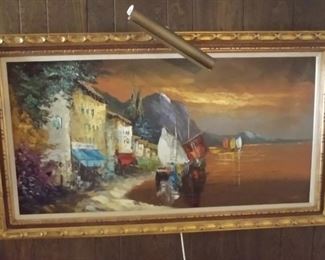 Oil Painting in Gilt Frame with Pic Light by Patali 55" by 31" Asking $299.00