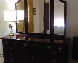 Queen 4 Poster Bedroom Suite including Queen Headboard and Footboard Asking $300.00, Nightstand Asking $79.00 And Dresser and Mirror Asking $375.00 Lift Bed and Queen Mattress Asking $195.00