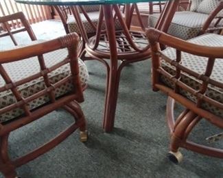 Rattan Dining Table Set Asking $225.00