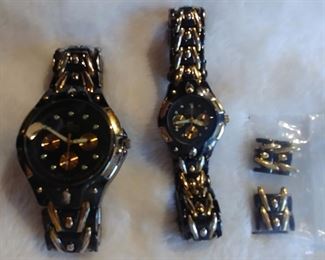 9. Denacci Men's and Women's Matching Watches Japanese Movement Faceted Crystal Asking $55.00 for the pair