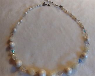 1. White Bead and Iridescent Glass Choker Asking $25.00