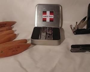 5. Whittlin Jack Knife Set Asking $65.00 for the set (left), Swiss Tech Asking $10.00 (middle), (3) Mountain Quest MultiTool Asking $7.00 Each (right)