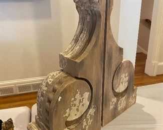 Pair of large Corbels from Restoration Hardware - can be used as sconces or glass top shelving!