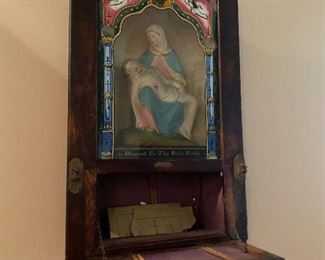 Antique catholic prayer request shadow box 