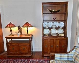 HENREDON CHINA HUTCH & BUFFET/SERVER ON WHEELS