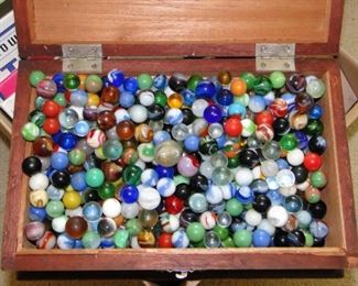 Large box of vintage marbles