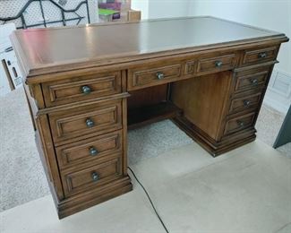 leather top desk with drawers