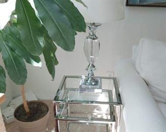 chrome and glass nesting end tables (two pairs of tables shown in photo