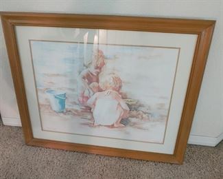 children on beach watercolor