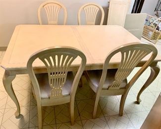 Rectangle Ash Table 70 x 44w x 29.5h 
w/ 2 leaves & pads
4 upholstered seat chairs $300