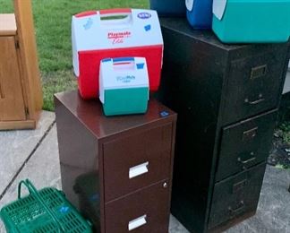 Coolers $3-5
2 drawer file cabinet $10 (light weight)
Vintage industrial 3 drawer file cabinet $39