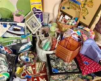 Clinique makeup $1 ea
Makeup kit $10
Vintage manicure case $15
Half size iron boards