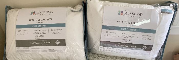 2 New in Package The Season Collection Standard Size white Down (Goose Feather) pillows. $35 ea