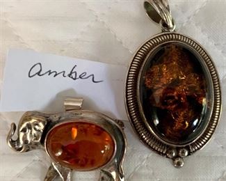 Elephant pendant / pin $18
Amber pendant in silver $15