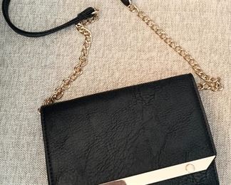 Black Leather small should bag with gold tone hardware, many inside storage pockets $15