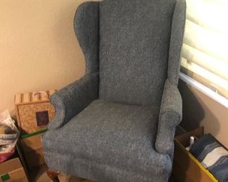 Newly reupholstered wing back chair