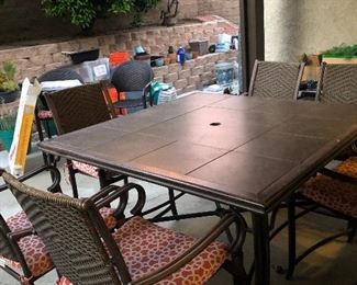 Counter height, outdoor dining table for 8